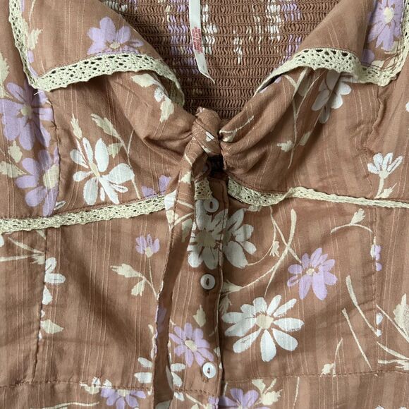Free People Call Me Baby Blouse in Tan Size Medium - Picture 4 of 6